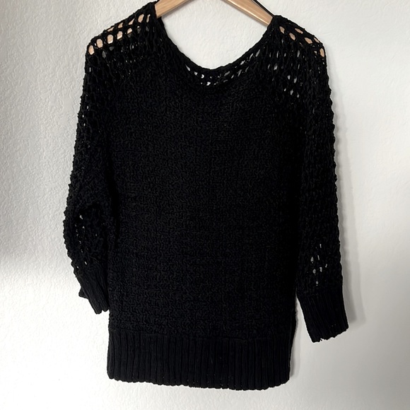 Calvin Klein Crochet Sweater Blouse Black Size Small Preowned - Picture 7 of 9